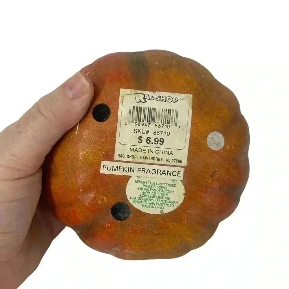 VTG RAGSHOP PUMPKIN SCENTED CANDLE CERAMIC PUMPKIN HALLOWEEN THANKSGIVING DECOR